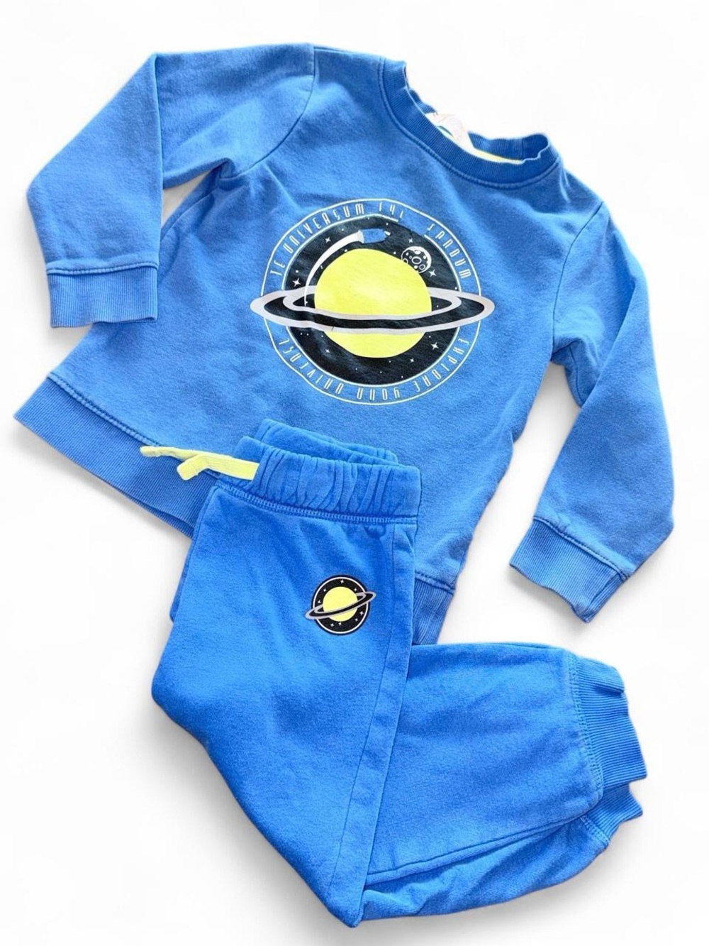 H&M Blue and Yellow Space Planet Pajama Set